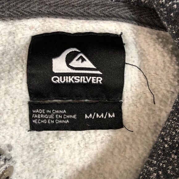 Quiksilver Hoodie Mens Medium Gray Pullover Sweater Surf Skate Sportswear Logo - Picture 5 of 8